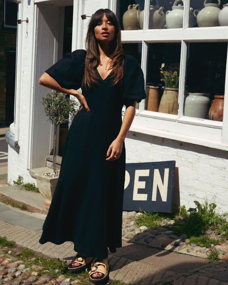 River island store black linen dress